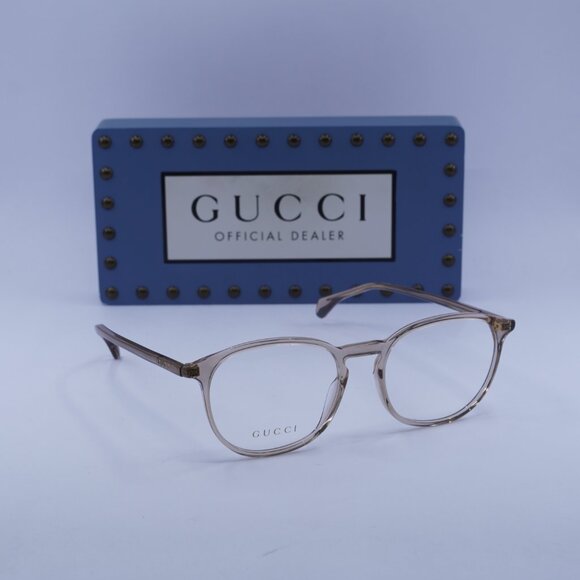 Gucci GG0551O 020 Square 55mm Eyeglasses - Transparent Light Brown - Picture 4 of 11